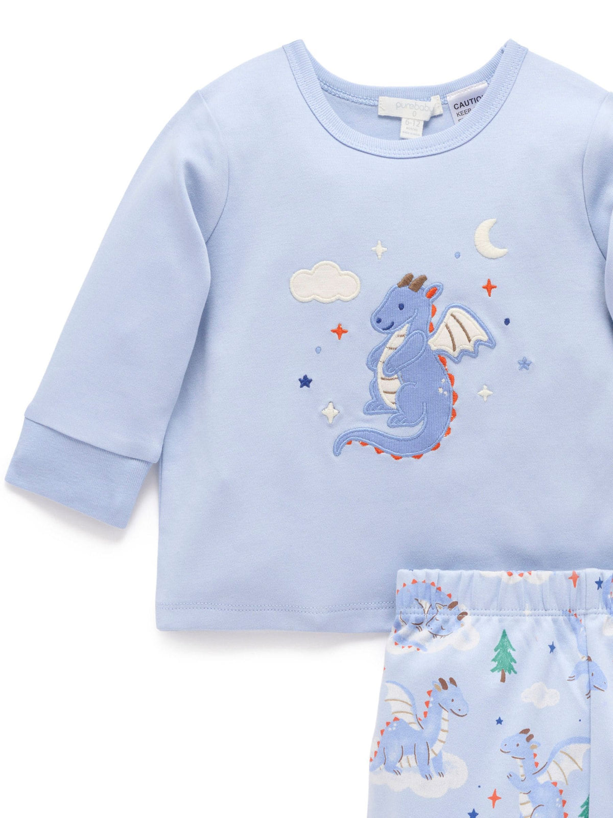 Purebaby Blue Thick Long Sleeve Printed Pyjamas Set - image 2