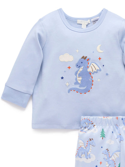 Purebaby Blue Thick Long Sleeve Printed Pyjamas Set - image 2