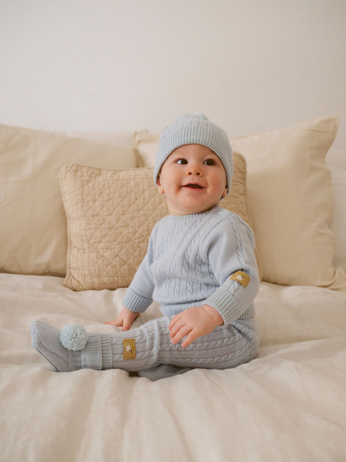 Purebaby Blue Cashmere Cable Stitch Jumper - image 1