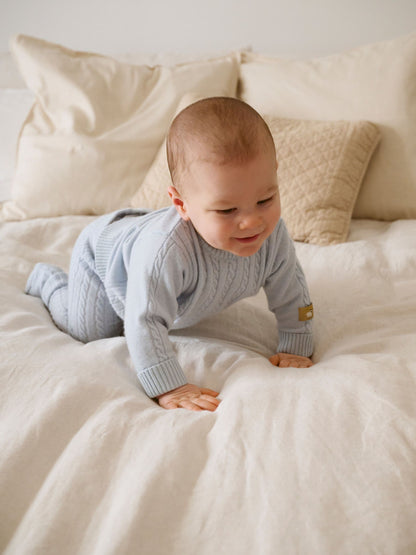 Purebaby Blue Cashmere Cable Stitch Jumper - image 2