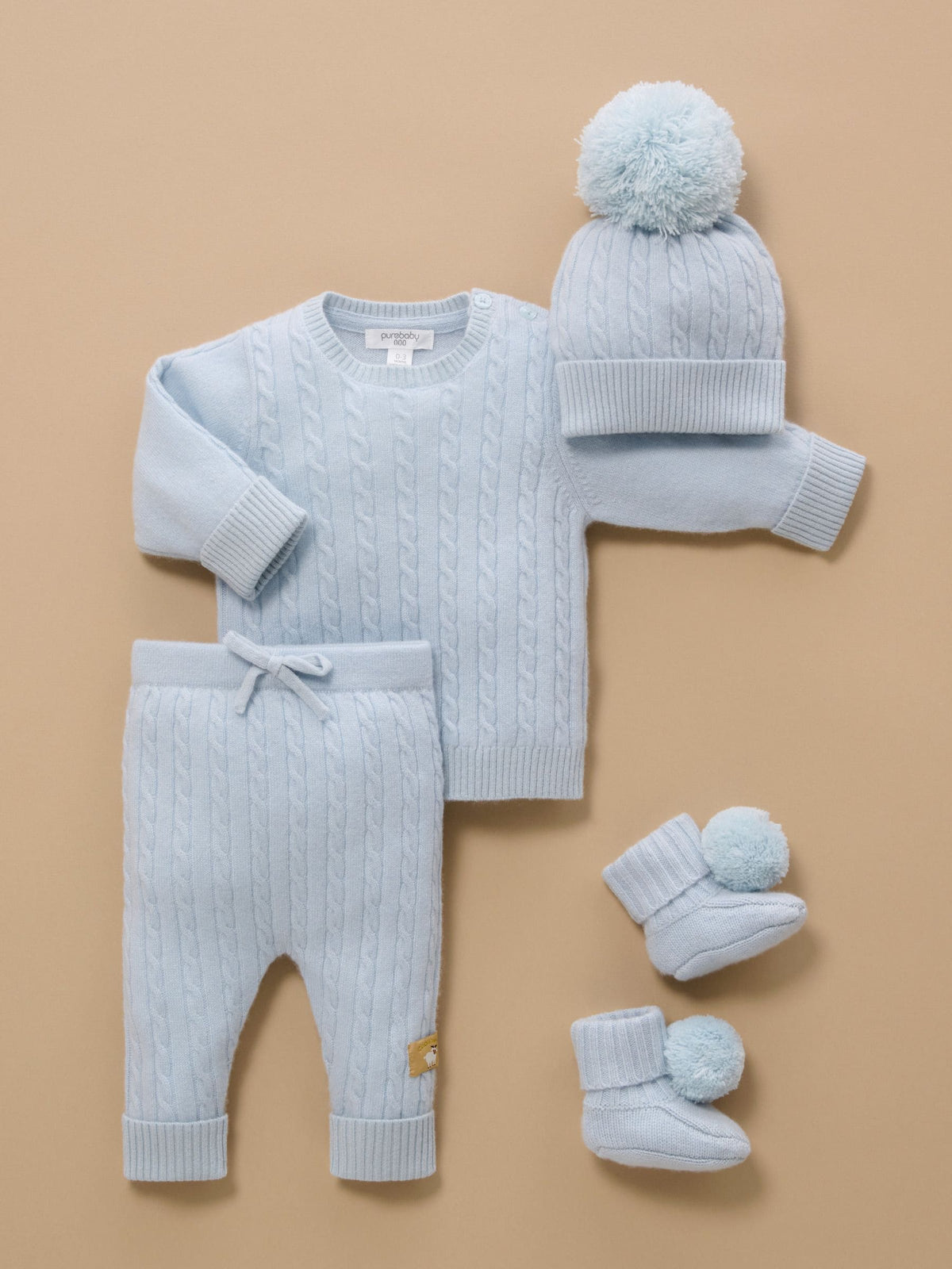 Purebaby Blue Cashmere Cable Stitch Jumper - image 3