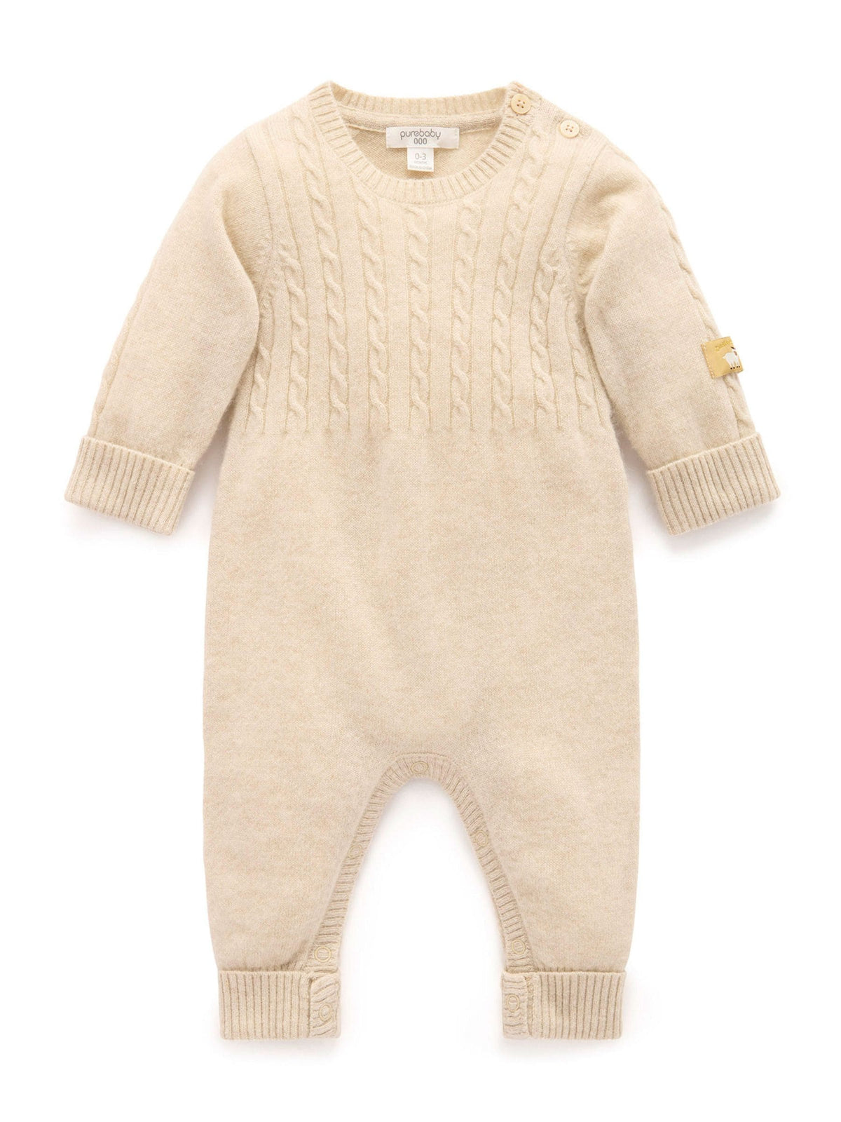 Purebaby Brown Cashmere Cable Stitch Footless Sleepsuit - image 1