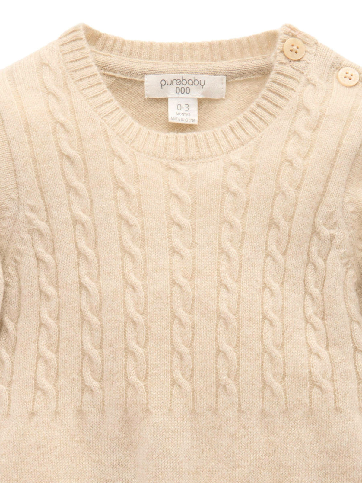Purebaby Brown Cashmere Cable Stitch Footless Sleepsuit - image 3