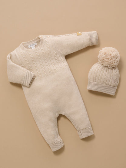 Purebaby Brown Cashmere Cable Stitch Footless Sleepsuit - image 4