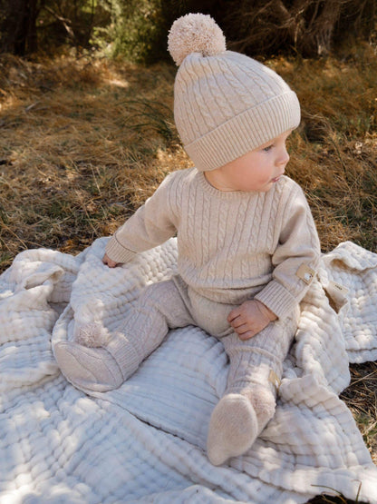 Purebaby Brown Cashmere Cable Stitch Jumper - image 1