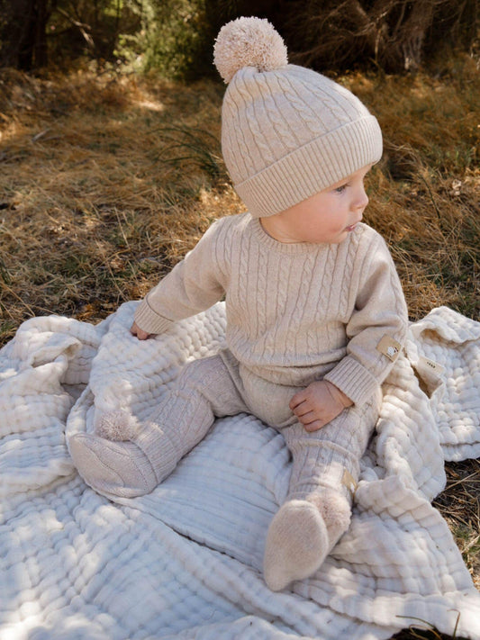 Purebaby Brown Cashmere Cable Stitch Jumper - image 1