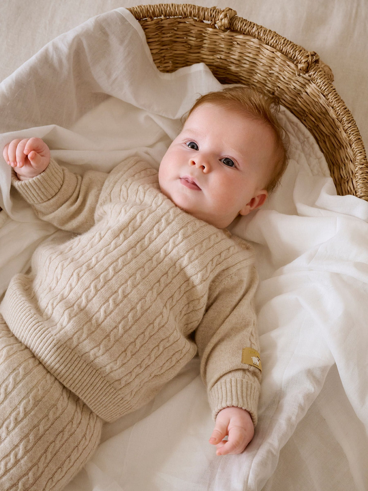 Purebaby Brown Cashmere Cable Stitch Jumper - image 2