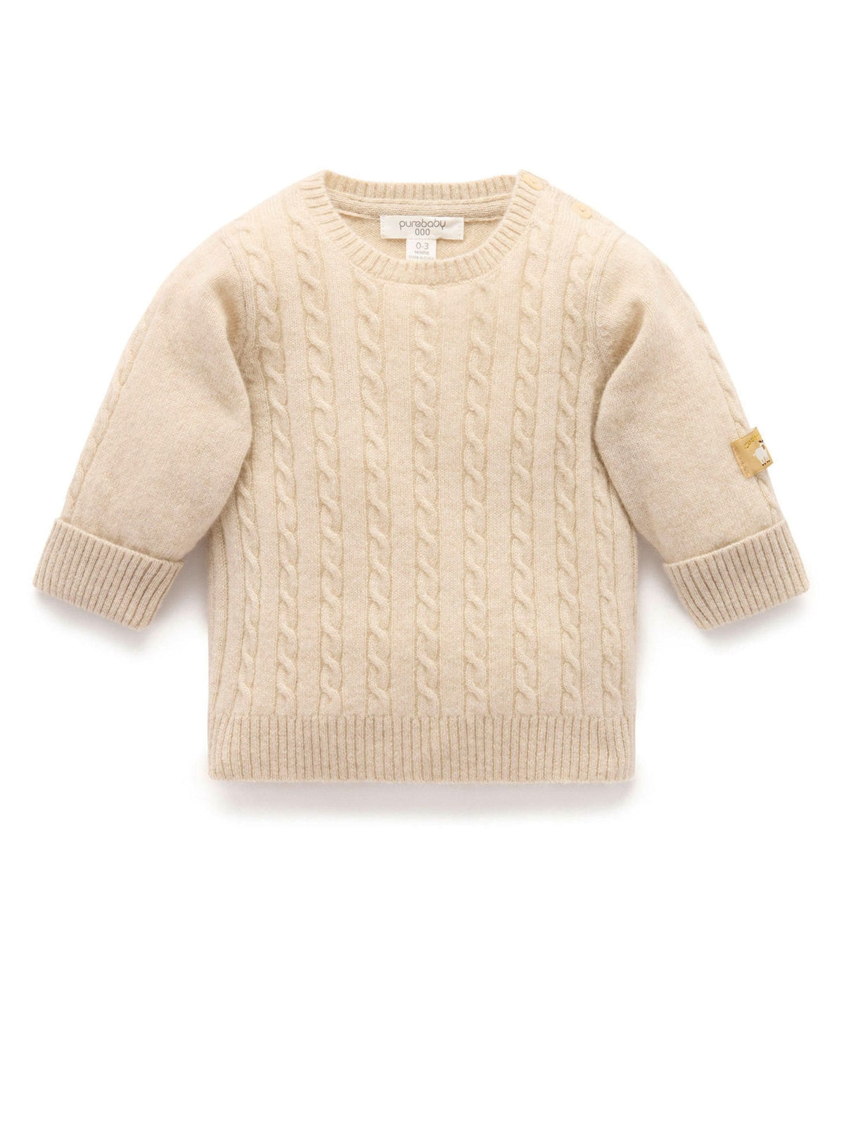 Purebaby Brown Cashmere Cable Stitch Jumper - image 3