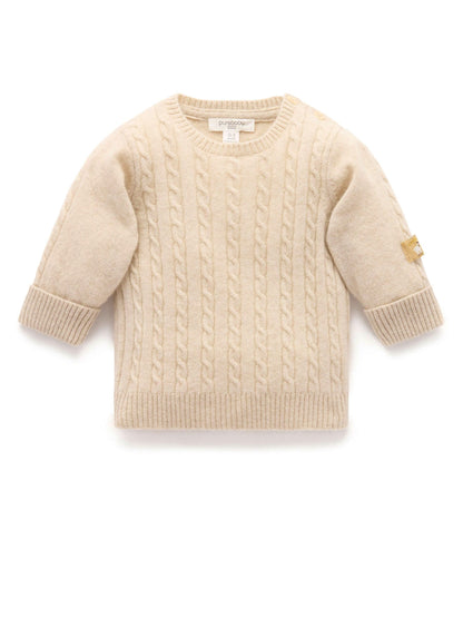 Purebaby Brown Cashmere Cable Stitch Jumper - image 3