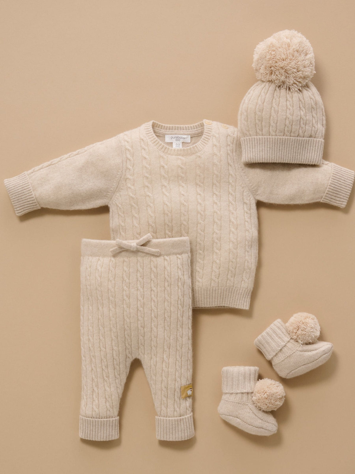 Purebaby Brown Cashmere Cable Stitch Jumper - image 7