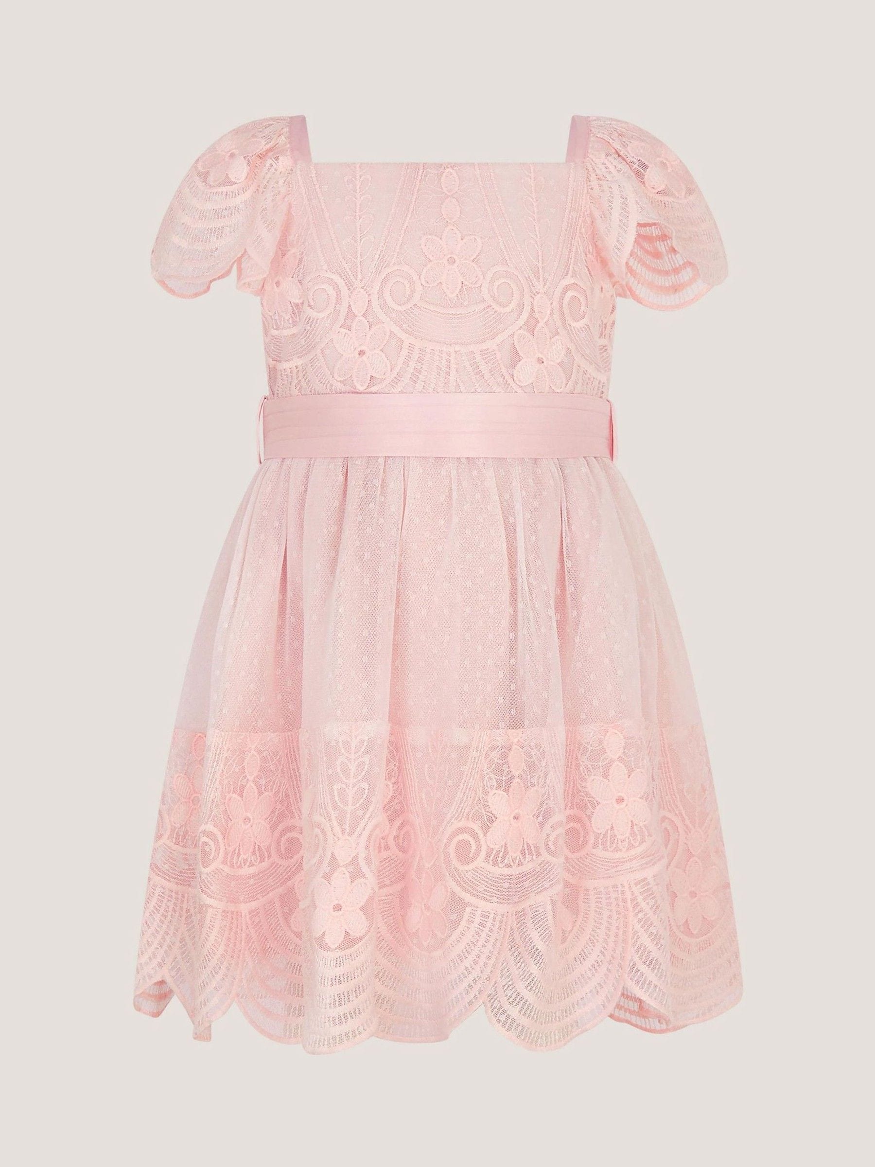 Monsoon Pink Baby Isabel Lace Tiered Party Dress image 1