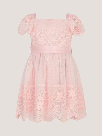 Monsoon Pink Baby Isabel Lace Tiered Party Dress image 1