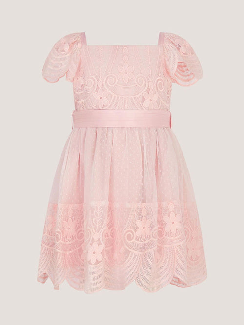 Dsiney Kidz - Monsoon Pink Baby Isabel Lace Tiered Party Dress image 1