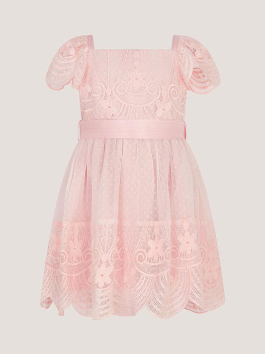 Monsoon Pink Baby Isabel Lace Tiered Party Dress image 1