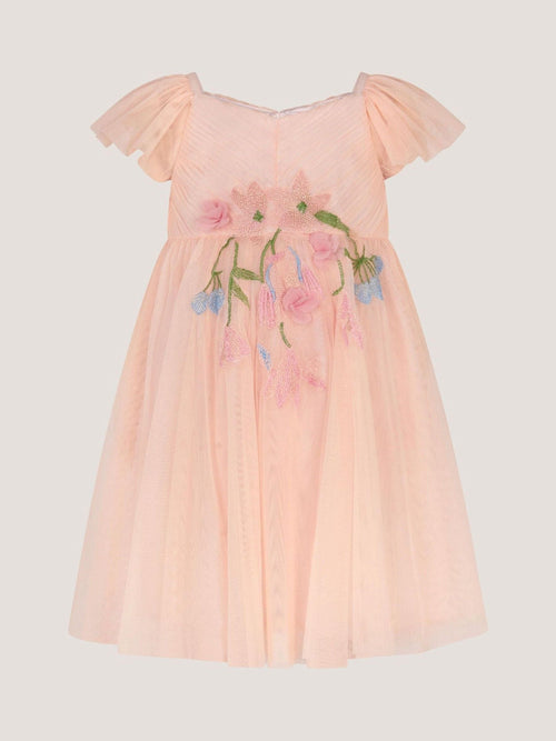 Dsiney Kidz - Monsoon Pink Baby Estella Floral Embroidered Party Dress image 1