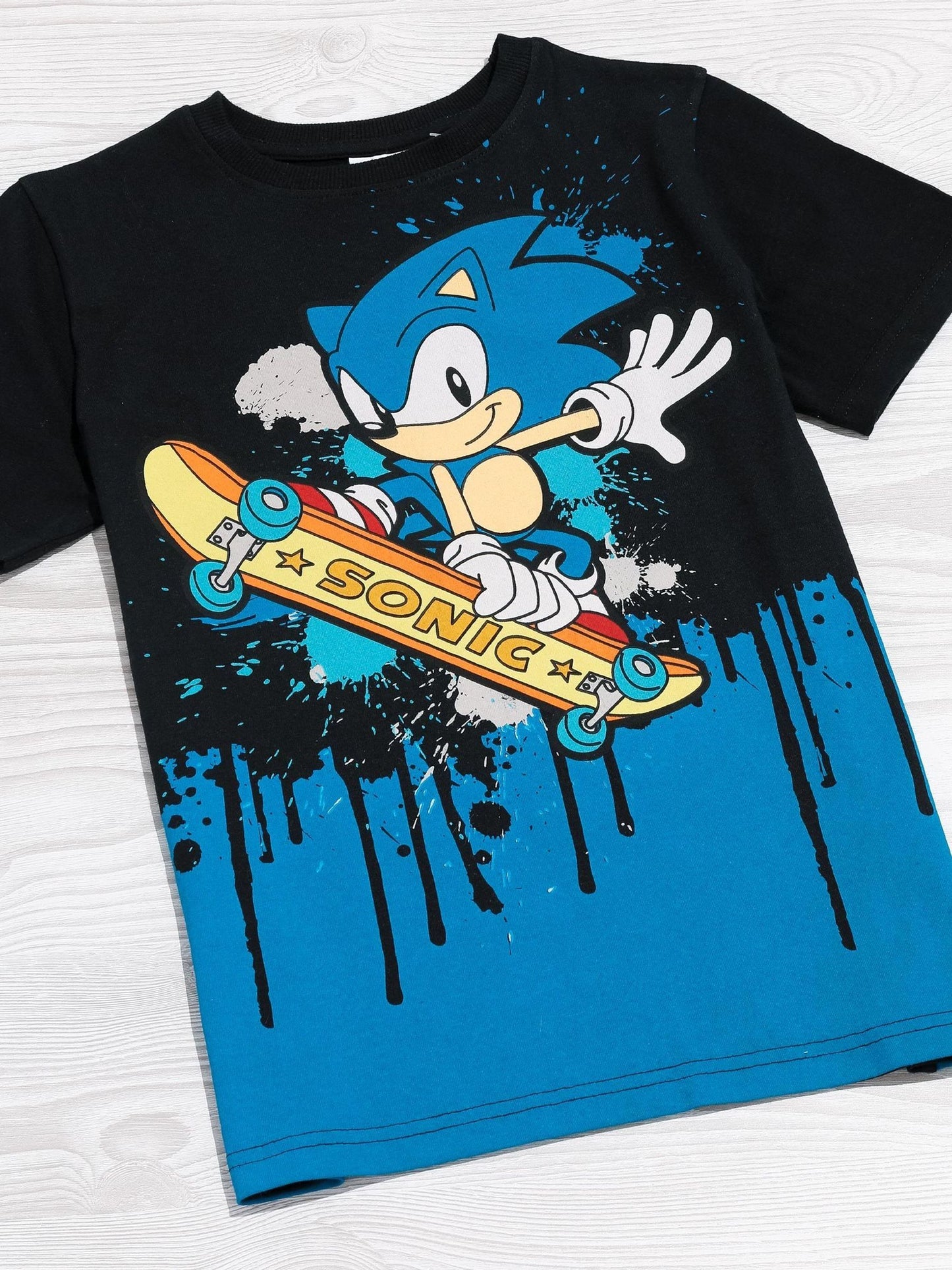 Dsiney Kidz - Vanilla Underground Sonic the Hedgehog Skating Boys 100% Cotton Black T-Shirt image 2