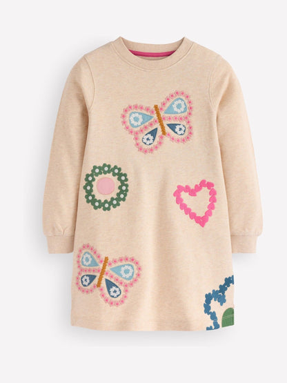 Dsiney Kidz - Boden Cream Ida Sweatshirt Appliqué Dress image 1