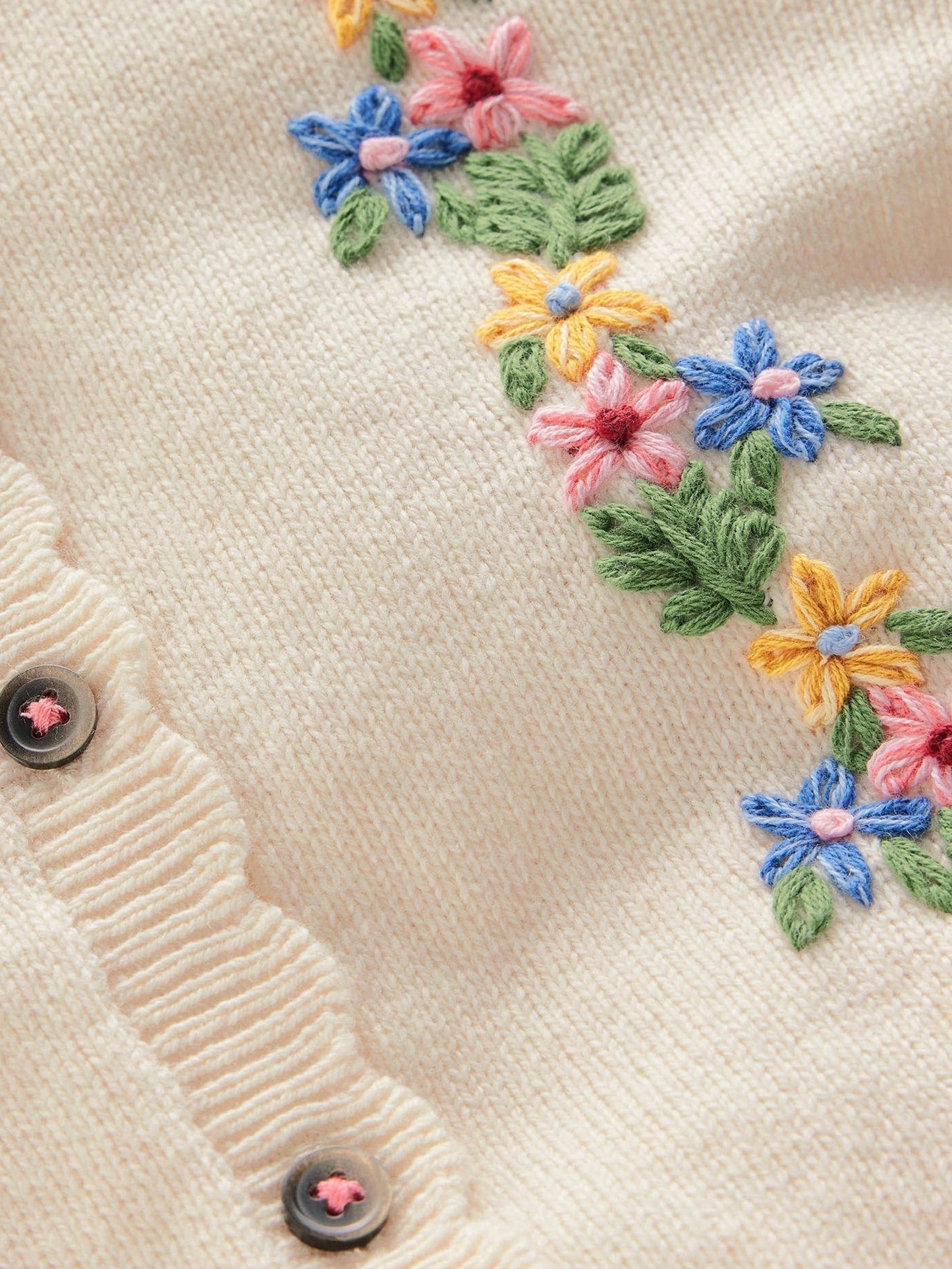 Dsiney Kidz - Boden Cream Pretty Embroidered Cardigan image 3