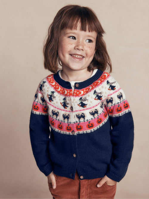 Dsiney Kidz - Boden Blue Edie Halloween Fair Isle Cardigan image 1