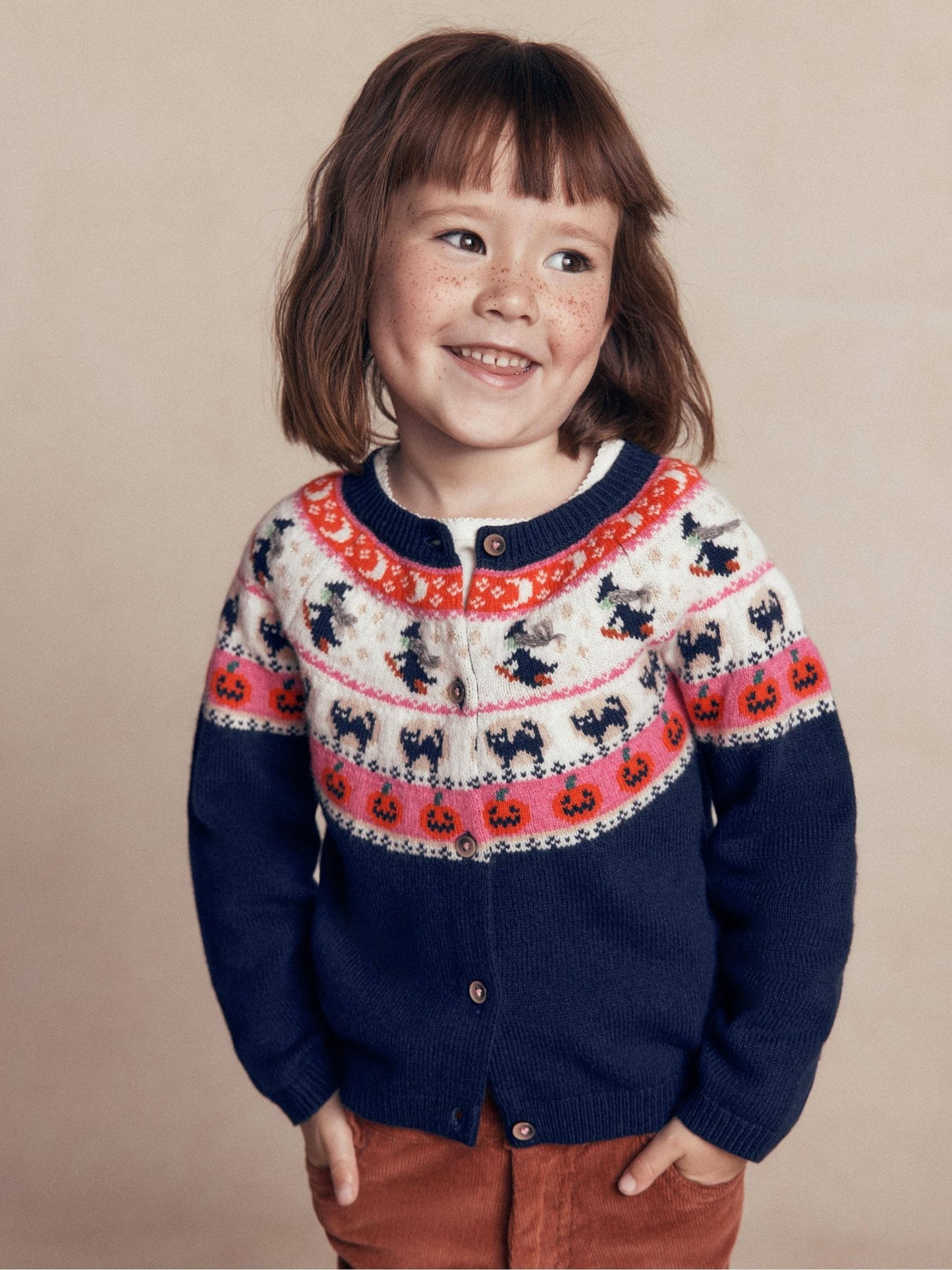 Dsiney Kidz - Boden Blue Edie Halloween Fair Isle Cardigan image 1
