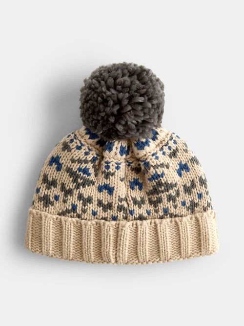 Jojo Maman Bébé Natural Fair Isle Pom Pom Knitted Hat - image 1
