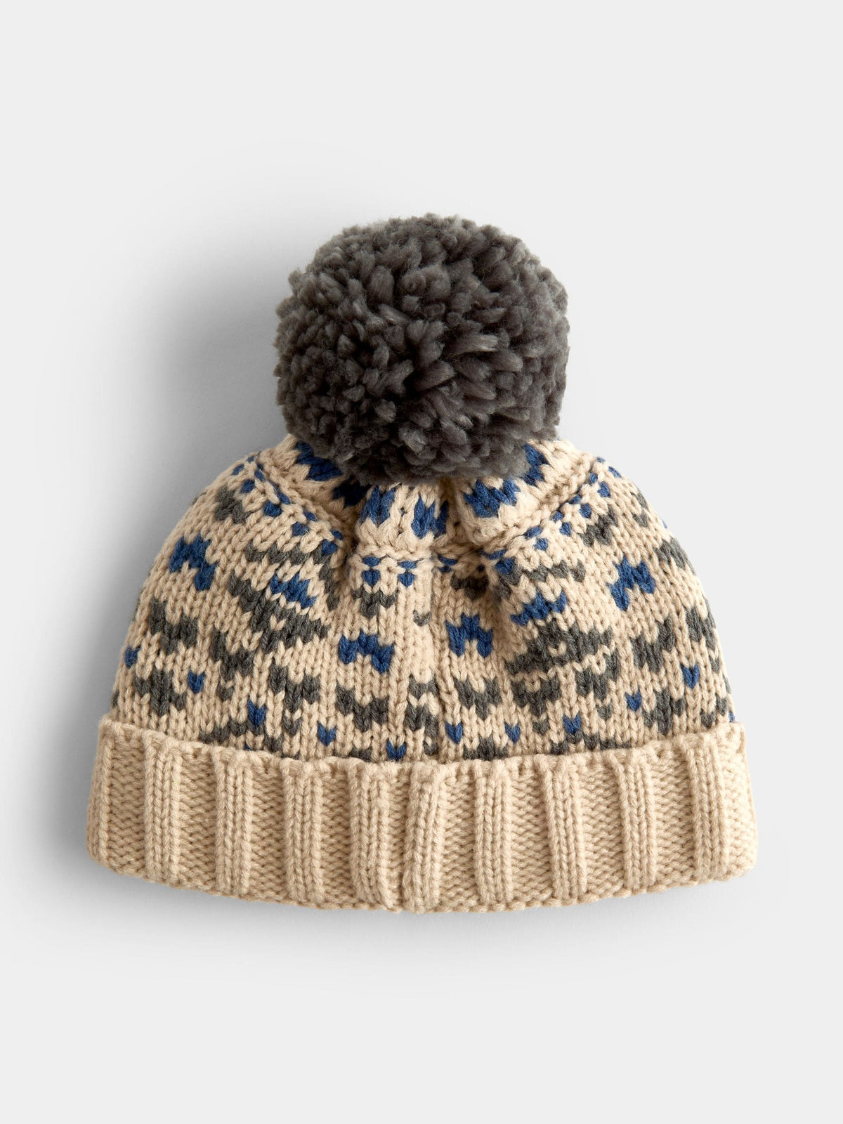 Jojo Maman Bébé Natural Fair Isle Pom Pom Knitted Hat - image 1