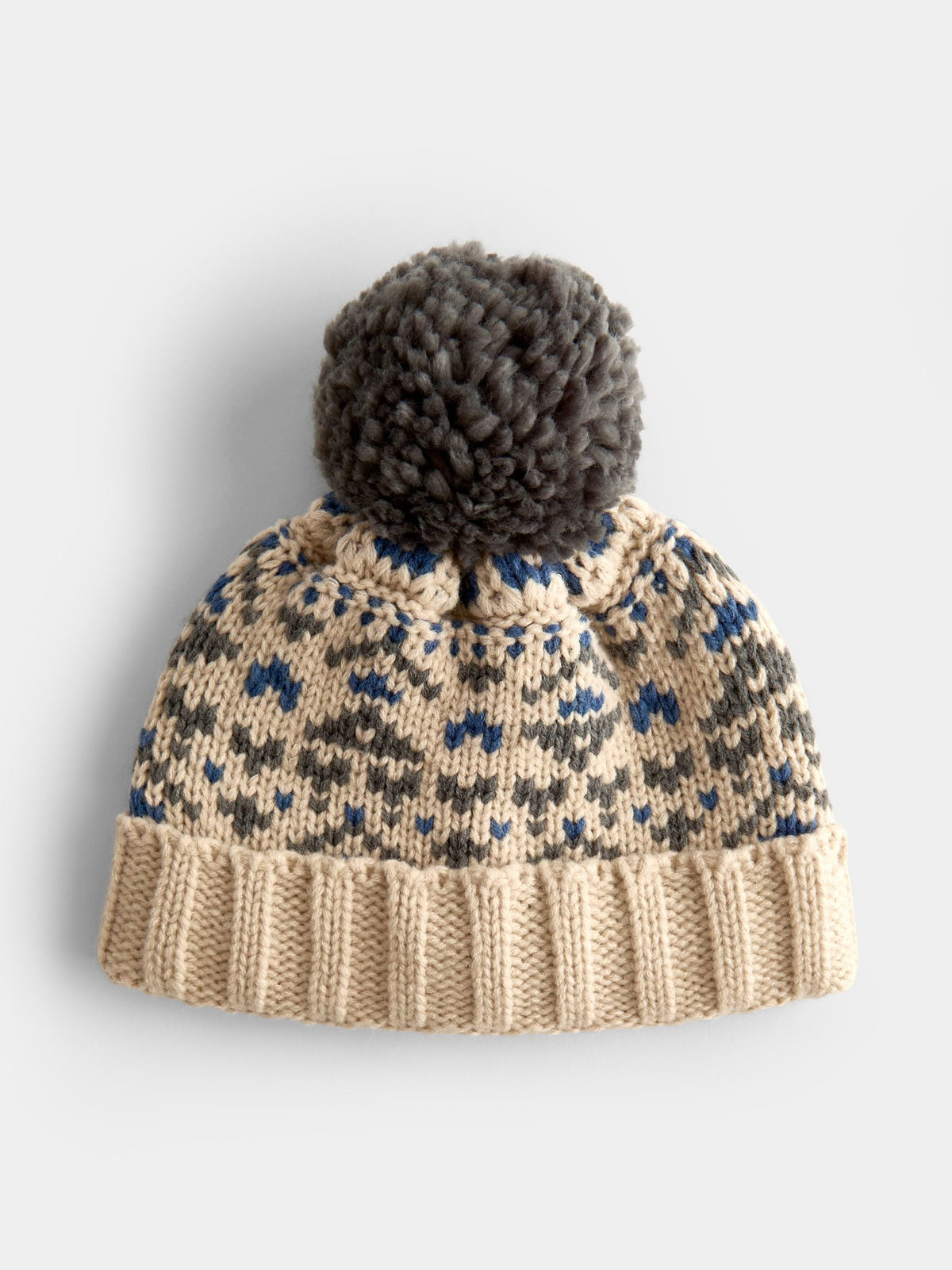 Jojo Maman Bébé Natural Fair Isle Pom Pom Knitted Hat - image 2