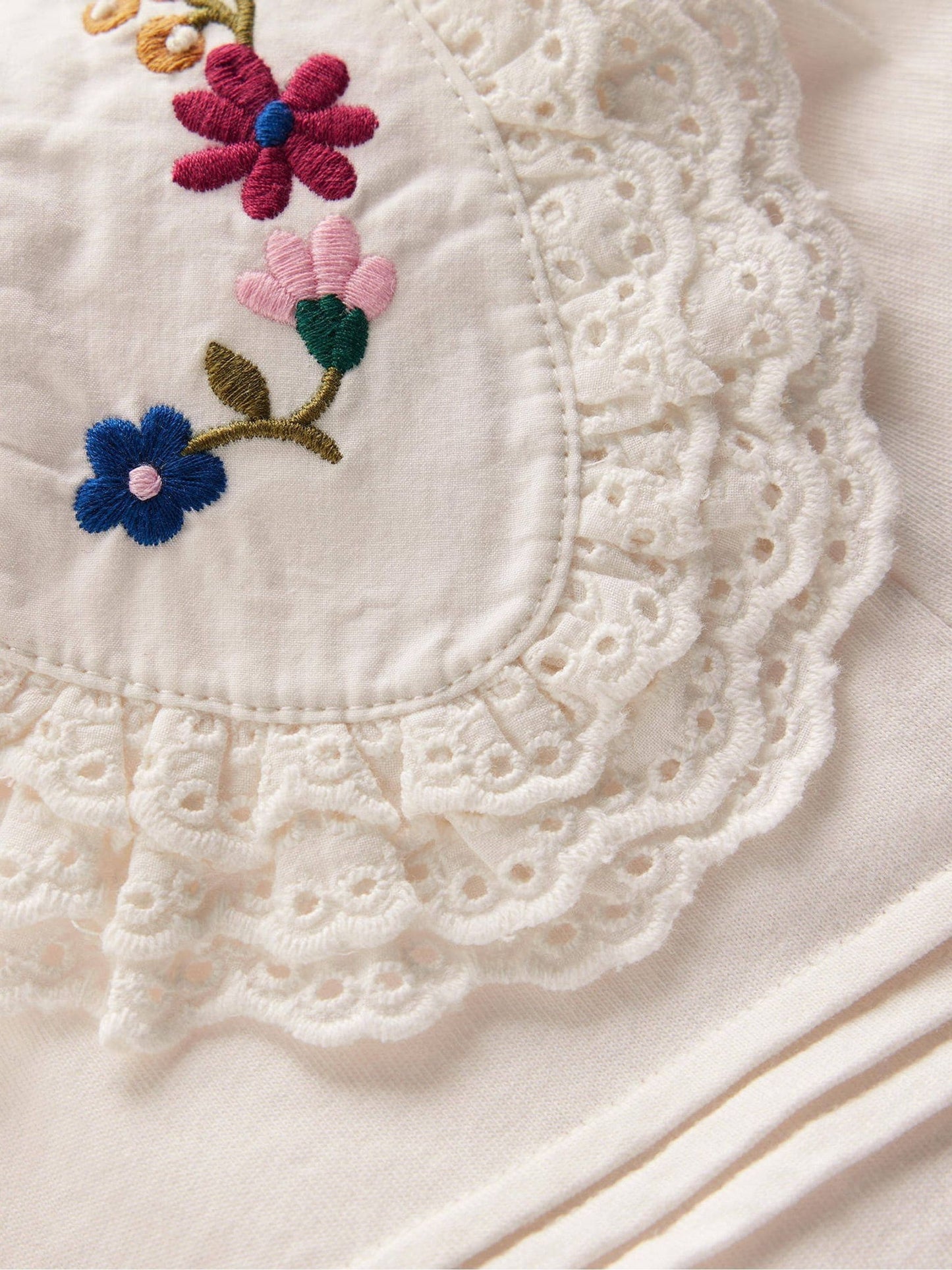 Dsiney Kidz - Boden Cream Broderie Collar Jersey Top image 3