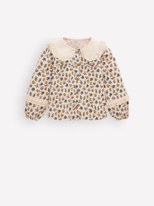Dsiney Kidz - Boden Cream Broderie Collar Jersey Top image 1