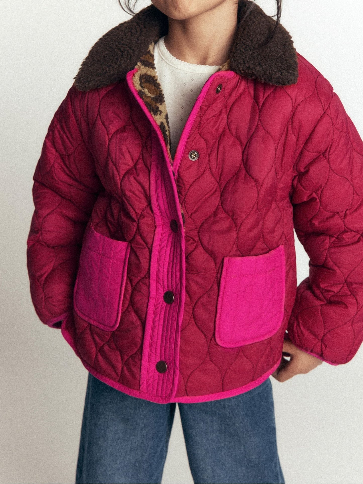 Dsiney Kidz - Boden Pink Reversible Borg Quilted Jacket image 1
