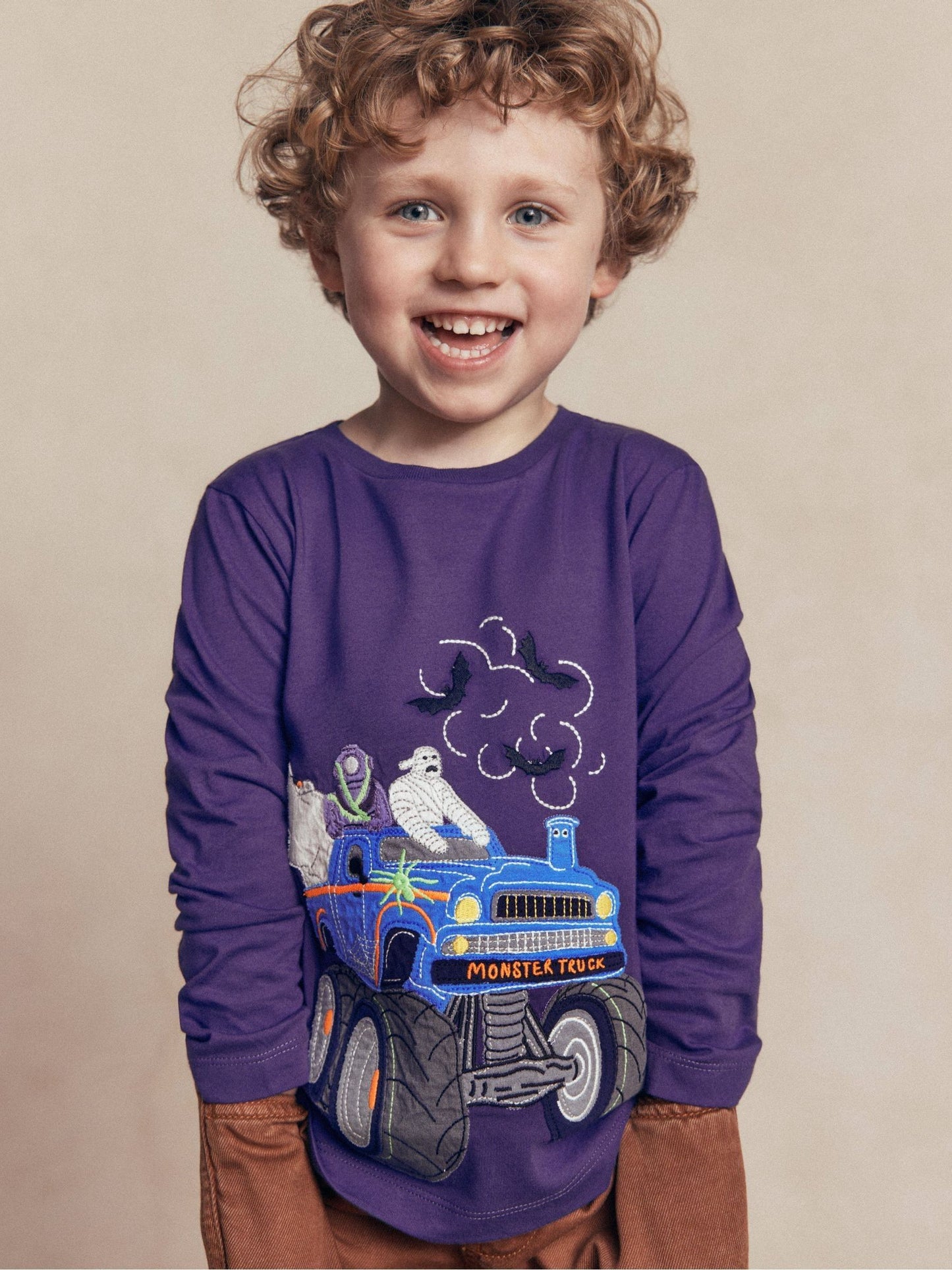Dsiney Kidz - Boden Purple Halloween Long Sleeve Appliqué T-Shirt image 1