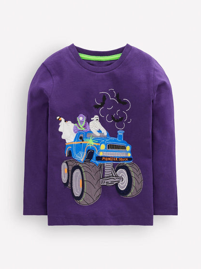 Dsiney Kidz - Boden Purple Halloween Long Sleeve Appliqué T-Shirt image 2