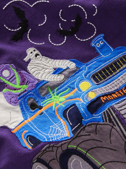 Dsiney Kidz - Boden Purple Halloween Long Sleeve Appliqué T-Shirt image 4