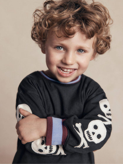 Dsiney Kidz - Boden Grey Skull Sleeved Appliqué T-Shirt image 1