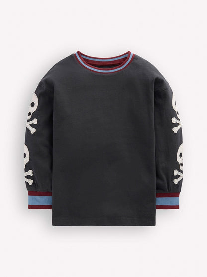 Dsiney Kidz - Boden Grey Skull Sleeved Appliqué T-Shirt image 3