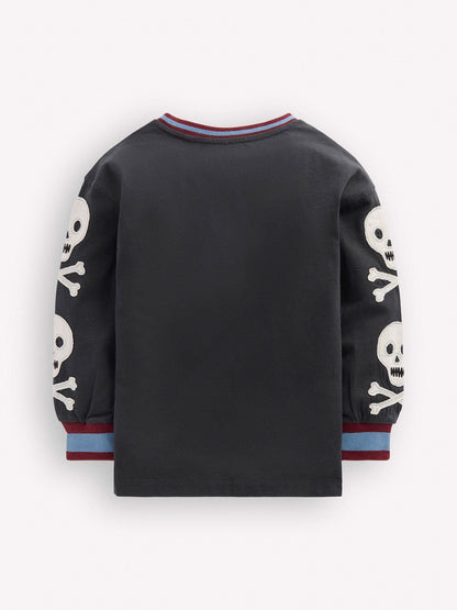 Dsiney Kidz - Boden Grey Skull Sleeved Appliqué T-Shirt image 4