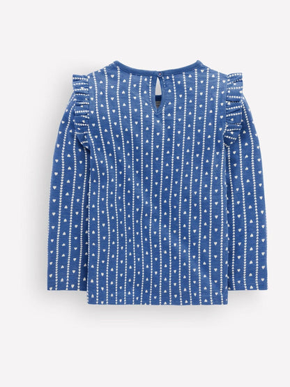 Dsiney Kidz - Boden Blue Frill Sleeve Slub Top image 2