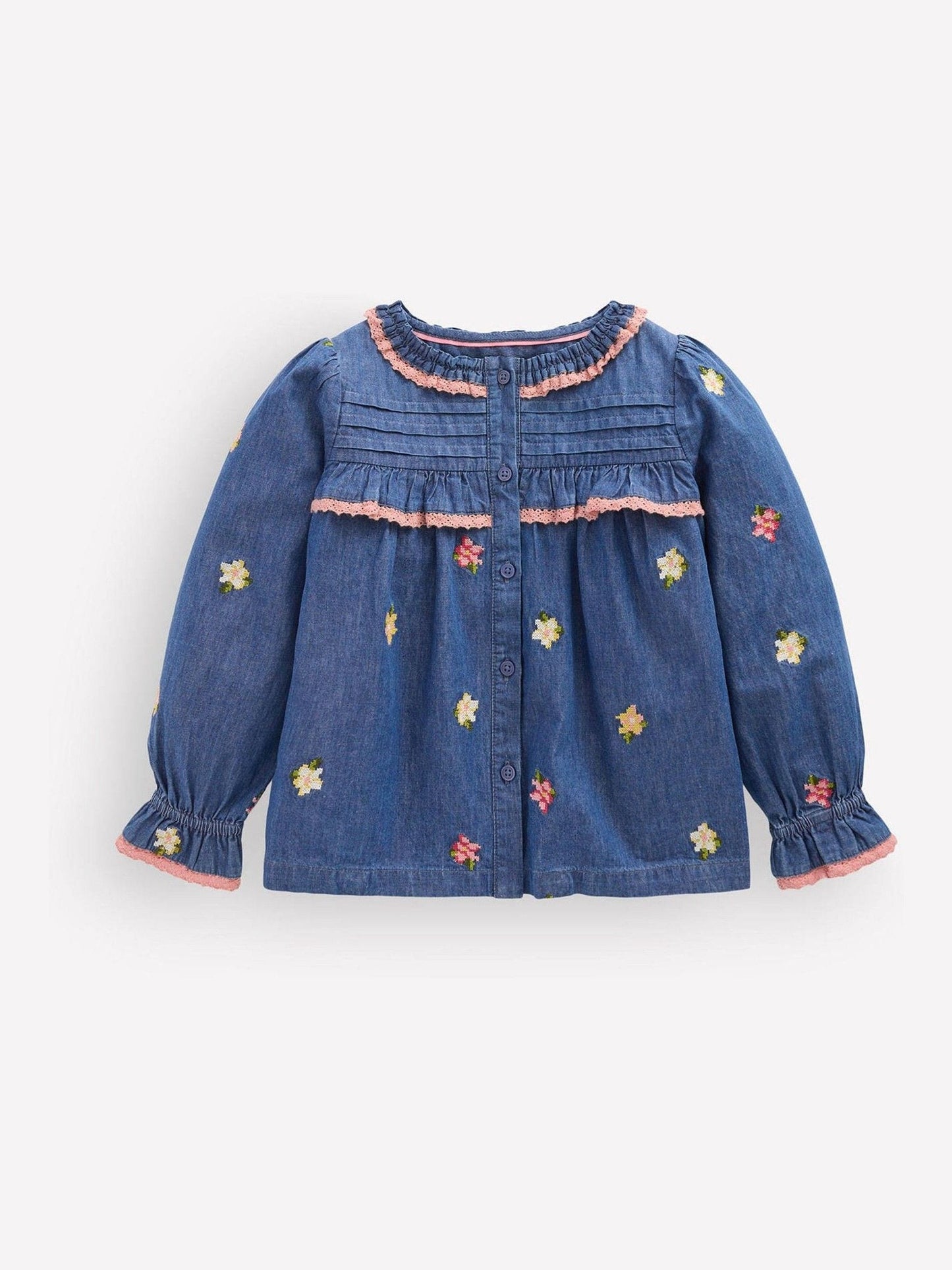 Dsiney Kidz - Boden Blue Frill Button Through Top image 1