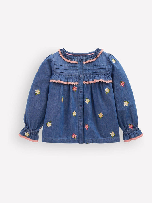 Dsiney Kidz - Boden Blue Frill Button Through Top image 1