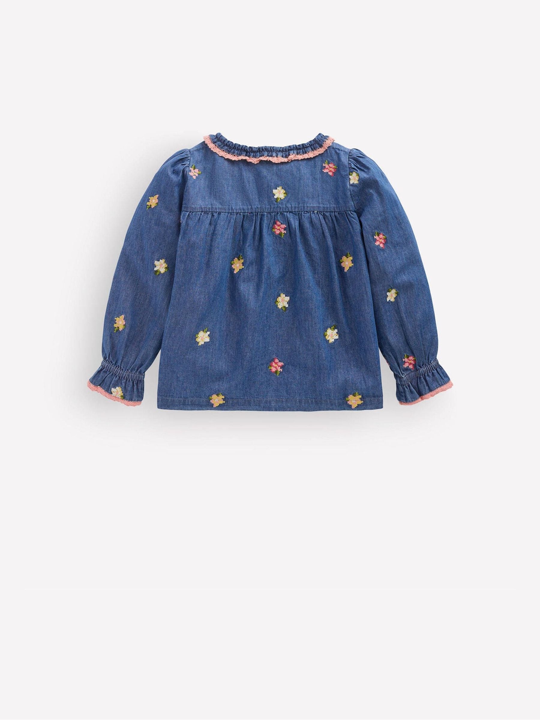 Dsiney Kidz - Boden Blue Frill Button Through Top image 2