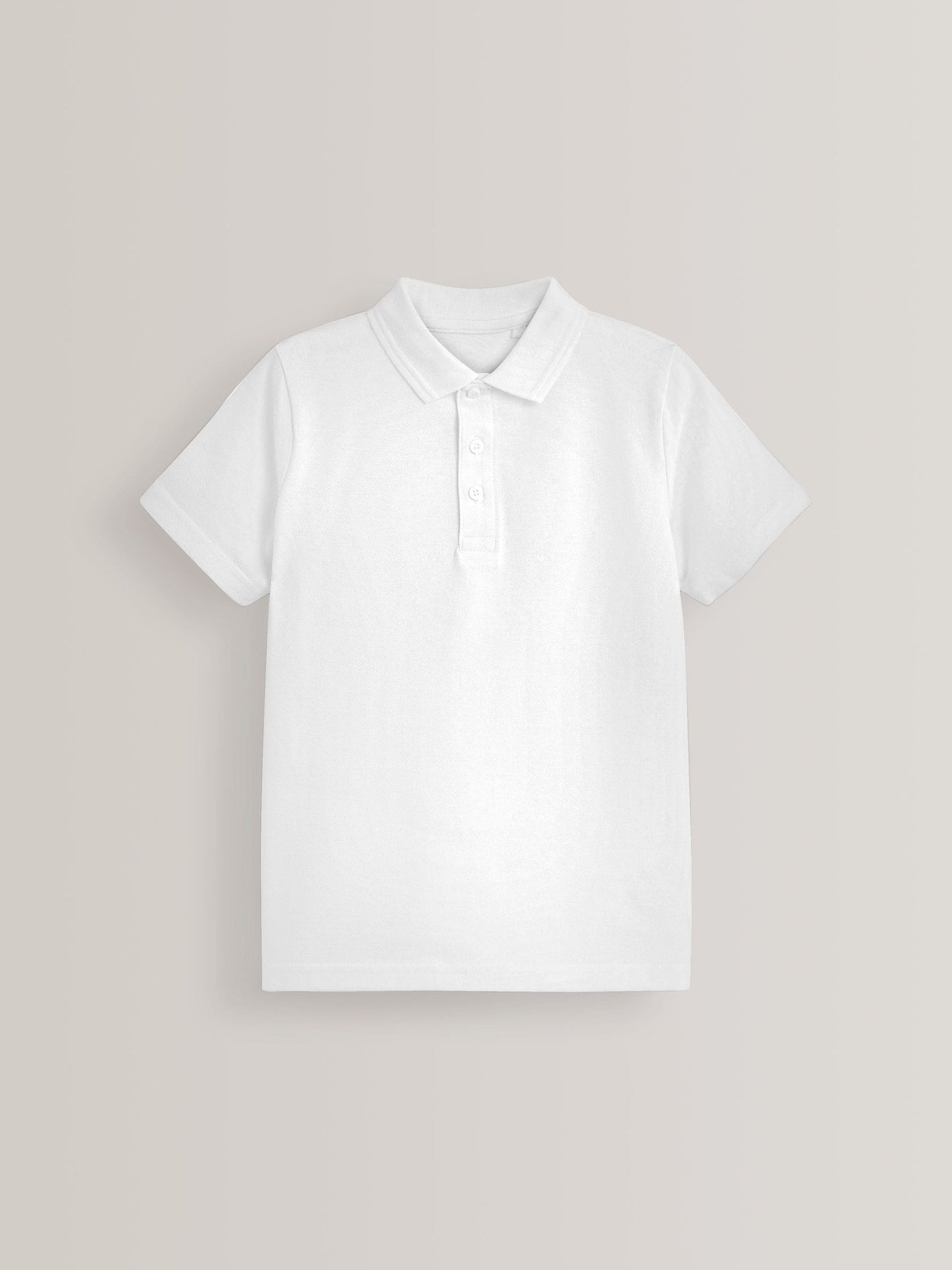 Dsiney Kidz - White School Short Sleeve Cotton Polo Shirts 5 Pack (3-16yrs) image 2