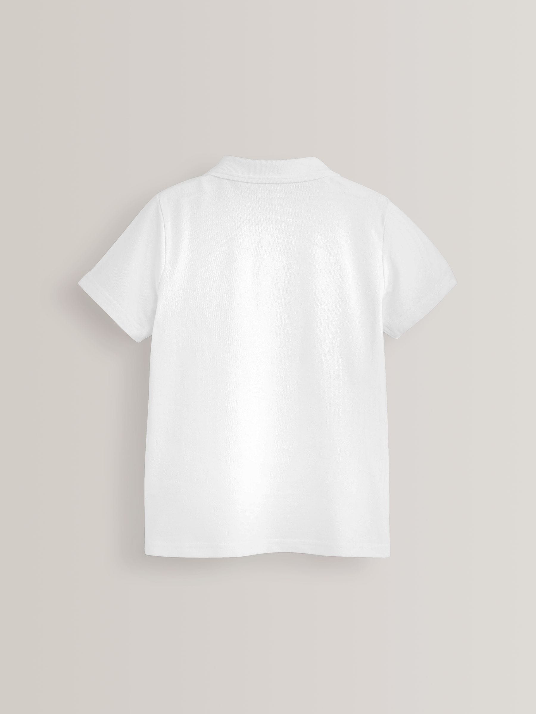 Dsiney Kidz - White School Short Sleeve Cotton Polo Shirts 5 Pack (3-16yrs) image 3