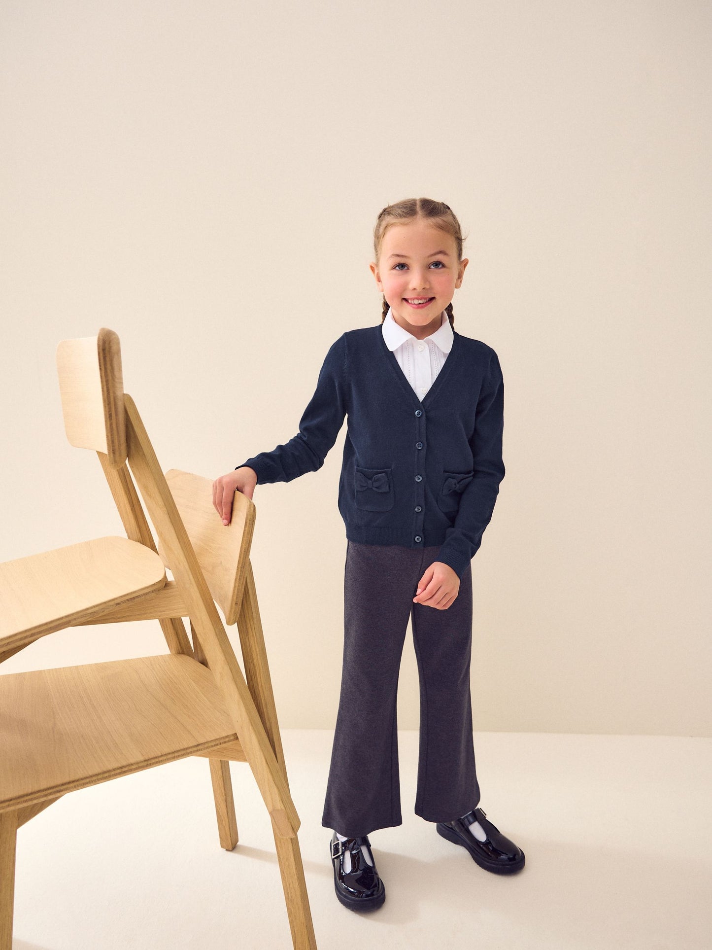 Dsiney Kidz - Navy Blue Cotton Rich Bow Pocket School Cardigan (3-16yrs) image 2