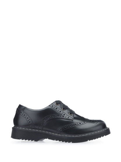 Start Rite Black Wide Fit Leather Impulsive Chunky Brogue Lace Up Stitch Down School Shoes image 4