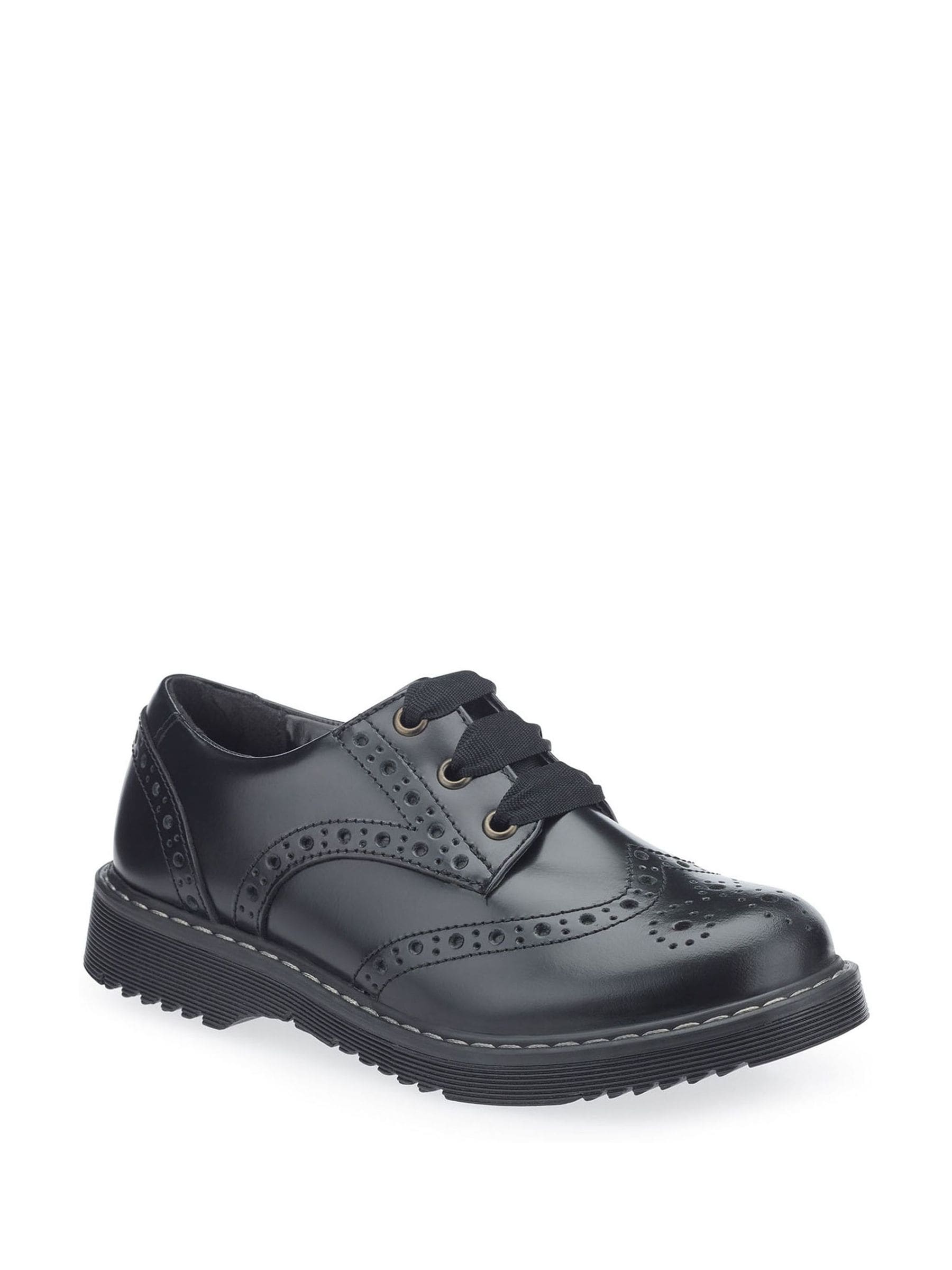 Start Rite Black Wide Fit Leather Impulsive Chunky Brogue Lace Up Stitch Down School Shoes image 5