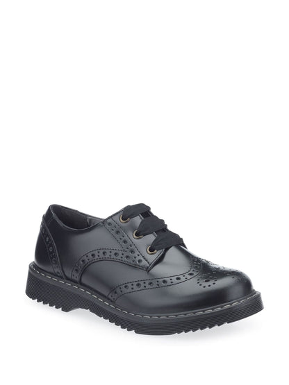 Start Rite Black Wide Fit Leather Impulsive Chunky Brogue Lace Up Stitch Down School Shoes image 5