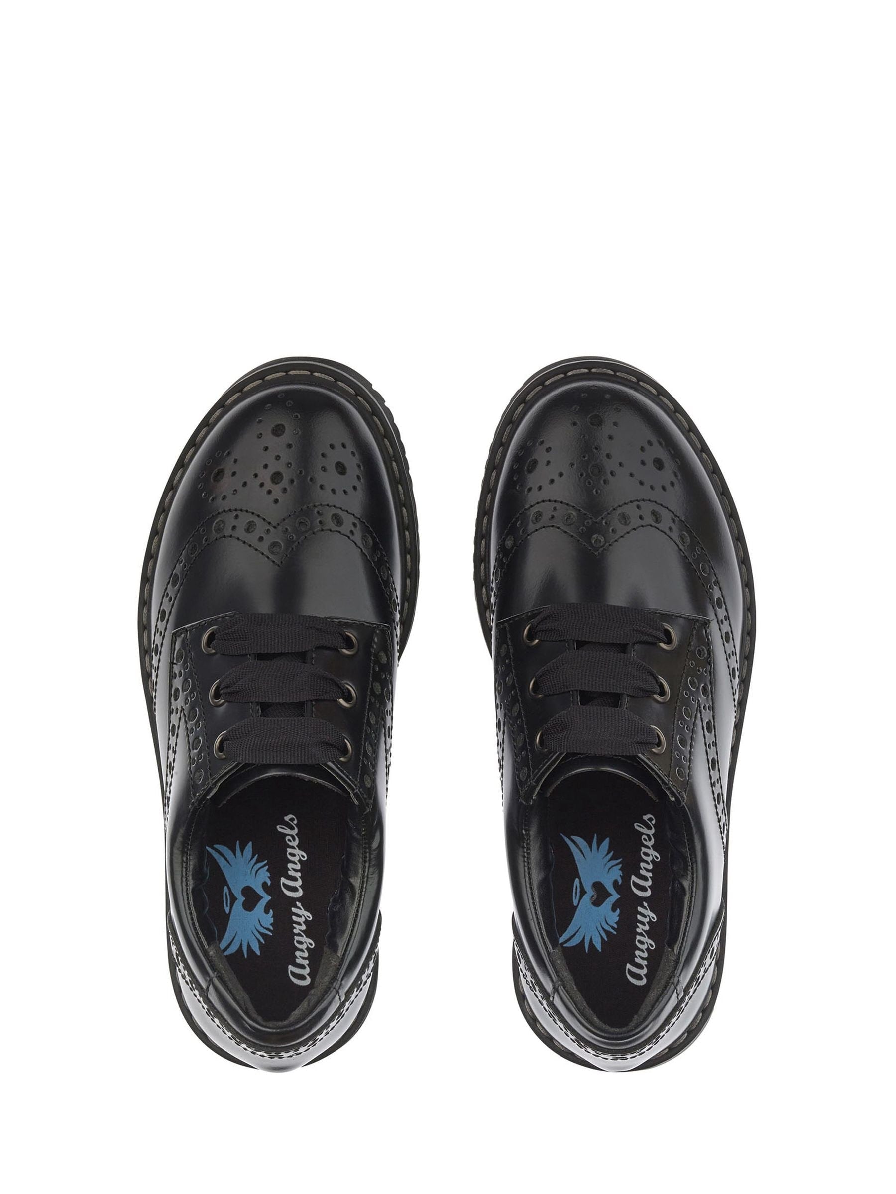 Start Rite Black Wide Fit Leather Impulsive Chunky Brogue Lace Up Stitch Down School Shoes image 7