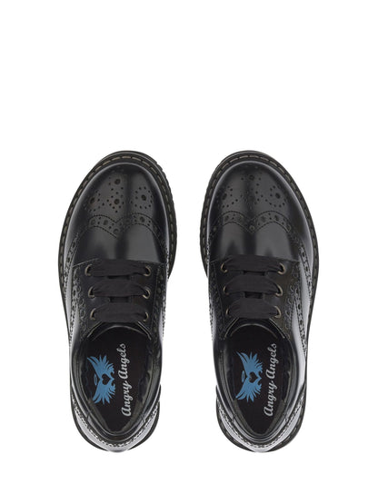 Start Rite Black Wide Fit Leather Impulsive Chunky Brogue Lace Up Stitch Down School Shoes image 7