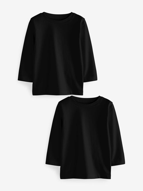 Black 2 Pack Long Sleeve T-Shirts (3mths-7yrs) image 1