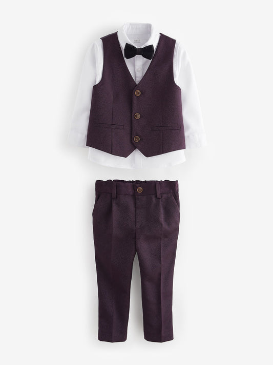 Plum Purple Waistcoat, Shirt, Trousers & Bowtie Set (3mths-9yrs) image 1